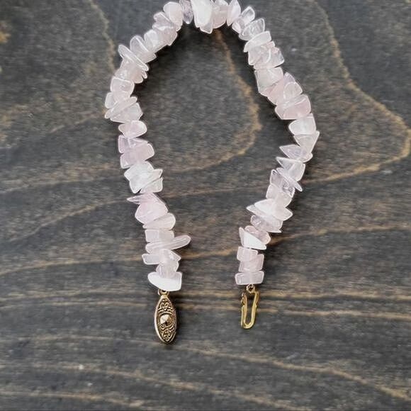 Vtg tumbled rose quartz beaded bracelet - Picture 4 of 6